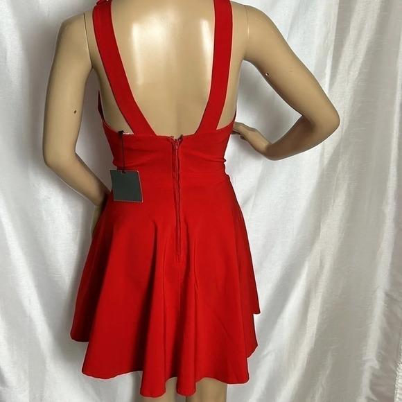 ASOS red halter,fit&flare,cut out dress,  event, coquette - Picture 1 of 10